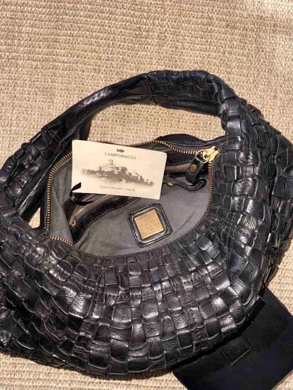 Campomaggi Leather black woven Edera Marisa bag
